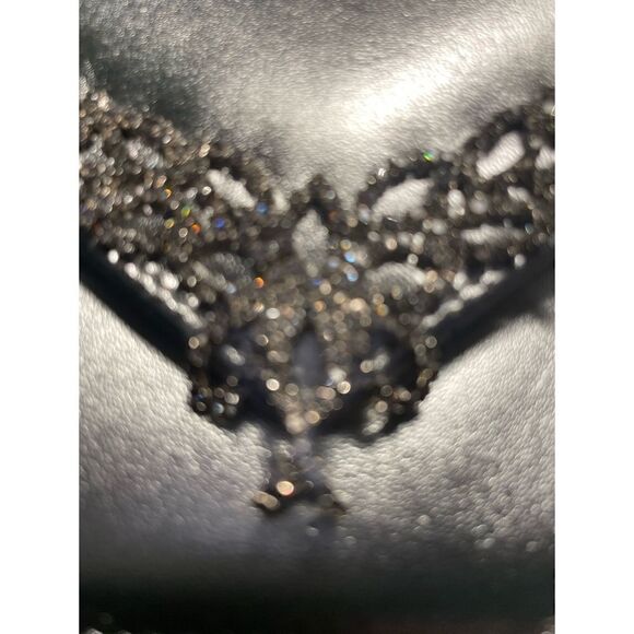 STUART WEITZMAN Mini Delilah Metallic Silver Purse with Rhinestones NWT/ Leather - Picture 6 of 9